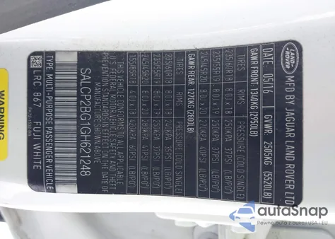 2016 Land Rover Discovery Sport Se from USA, damaged, VIN SALCP2BG1GH621248